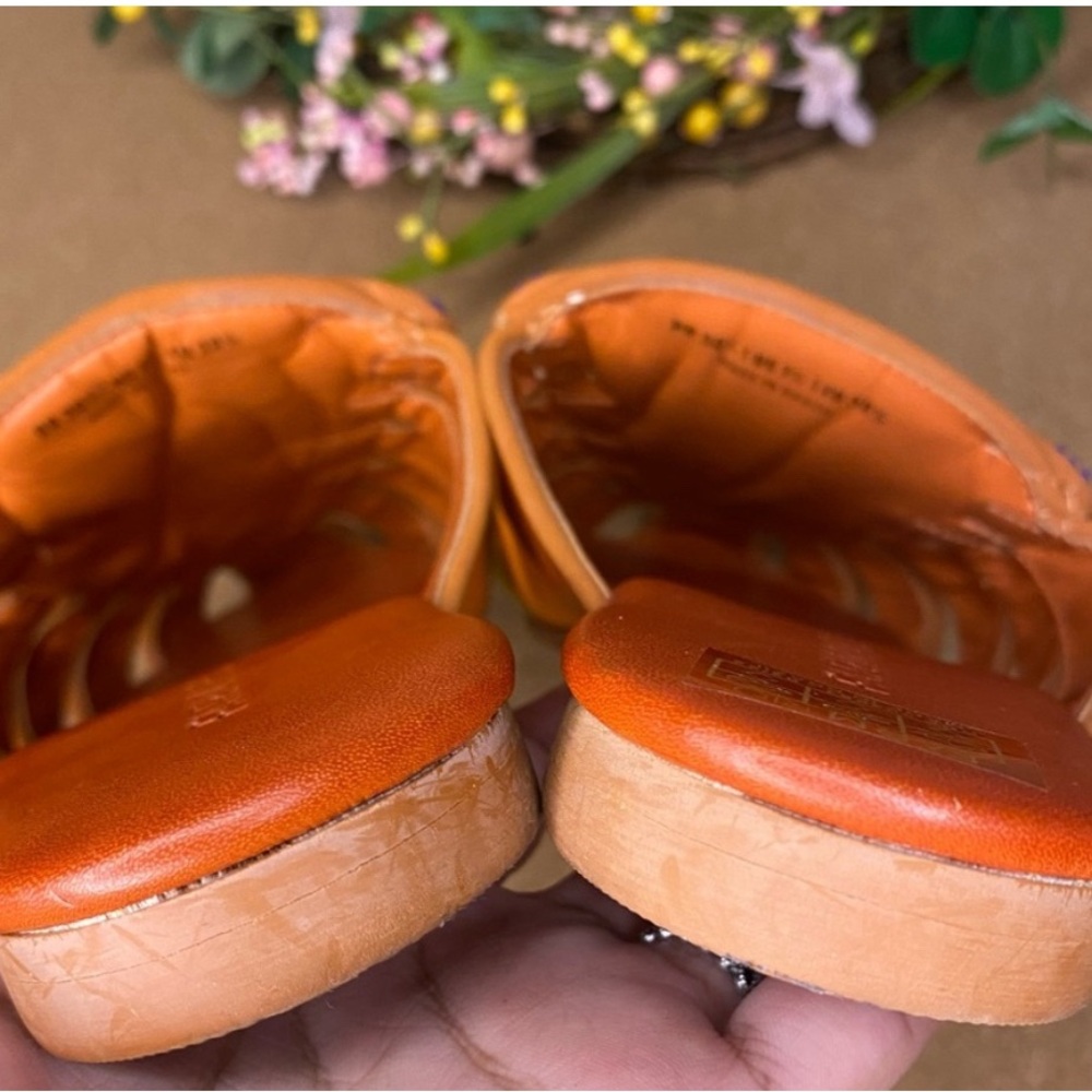 Farm Rio Sandals Mule Rust Rainbow Beaded Size 7.5 - Picture 7 of 12